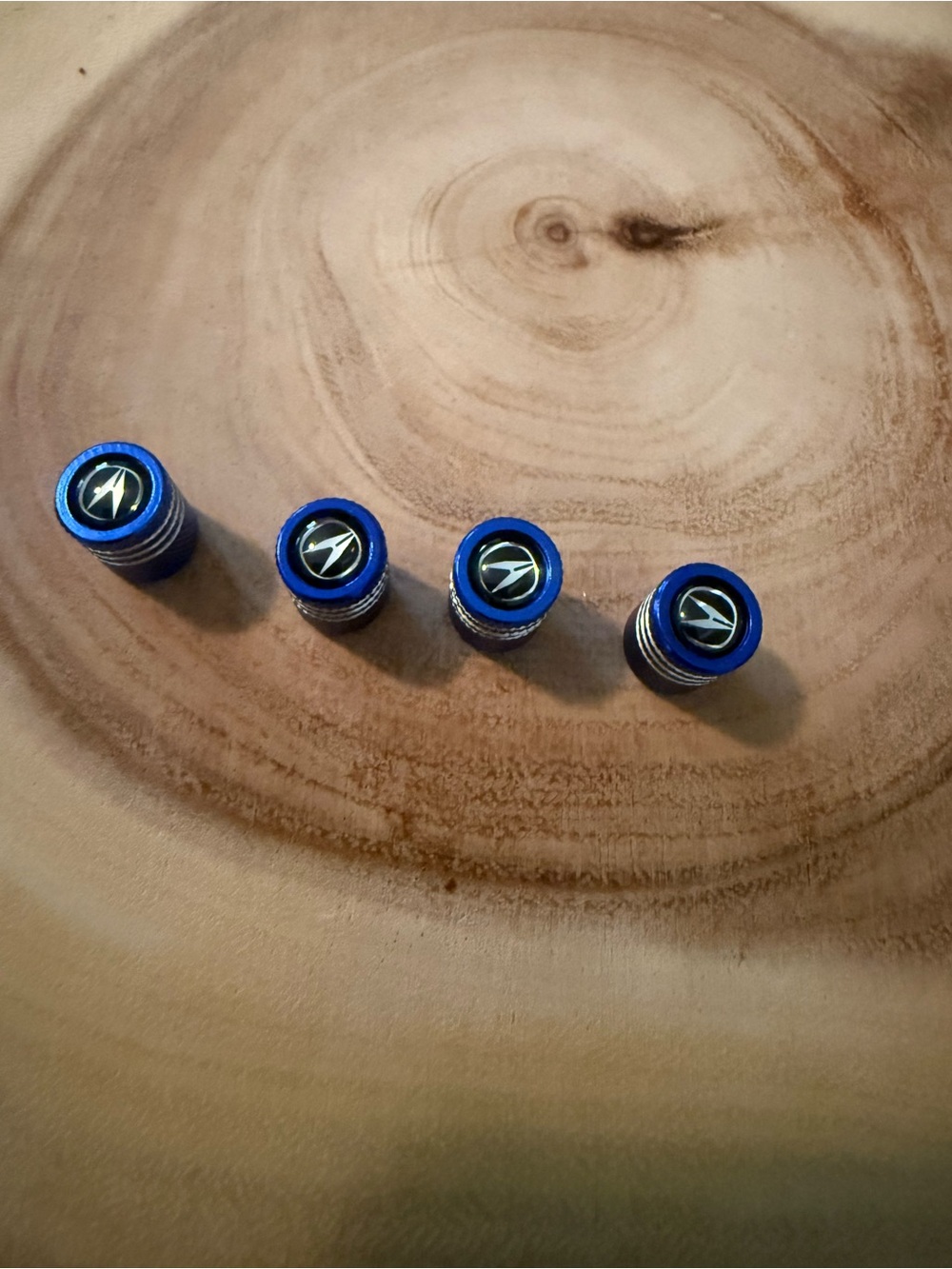 Blue Metal Cufflink Set with Emblem Accent